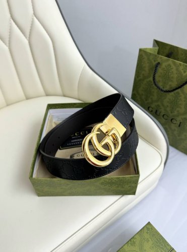 特 Gucci，原厂精密电渡扣头，意大利原厂皮，宽3.7Cm，代购级。
