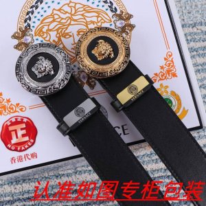 品名：Versace.范思哲原单 材料：百分百头层牛皮，保证真皮。24K纯钢扣双面可用专柜同等质量， 送人自用首选 包装： 请认准如图专柜包装，赠送打孔器，银联
