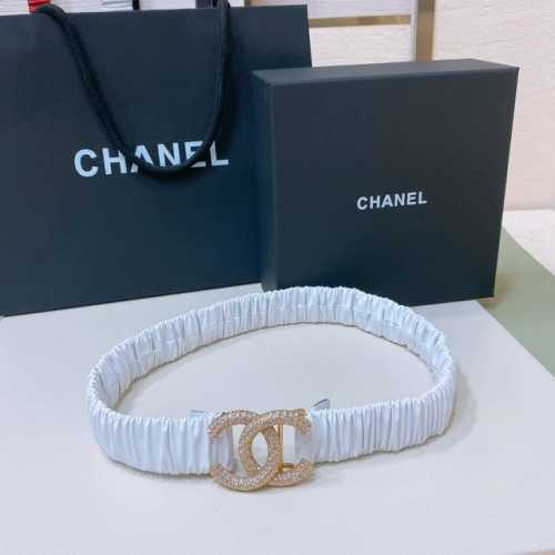 Chanel 24C Cc水钻 黄铜Logo扣 小牛皮 银色金属 与 金色金属 3.0Cm精品 弹力十足 百搭 优雅 码数含扣S=65Cm总长可用75、80、8