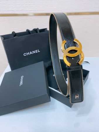 Chanel 24C 黄铜金属 进口亮面小牛皮 4.0Cm 手感柔软 精致腰带 - 点击图像关闭