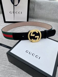宽度3.8Cm G U C C I 经典帆布织带磨砂底腰带 头尾用采头层野猪皮纹效果点缀 配以织纹质皮滚边搭配原单钢扣 夏季男百女搭款 上身效超果级棒