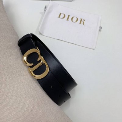 c'est Dior 腰带 3.0毫米黑色光滑牛皮革 双面进口小牛皮腰带