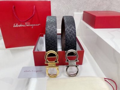 菲拉格慕 Salvatore Ferragamo 高级定制款男士皮带，带身3.5Cm 采用双面小牛皮，双面可用！真材实料很有质感，手感超级好 时尚经典不失风范，