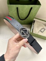 特 宽度3.8Cm G U C C I 经典帆布织带磨砂底腰带 头尾用采头层野猪皮纹效果点缀 配以织纹质皮滚边搭配原单钢扣。夏季男百女搭款 上身效超果级棒