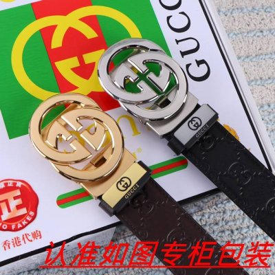品名：古奇.Gu...Cci自动带 材料：百分百头层牛皮，保证真皮。24K纯钢扣双面可用专柜同等质量， 送人自用首选 包装： 请认准如图专柜包装，赠送打孔器，银