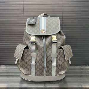 Gucci 古奇 印花双G 双肩包 背包 书包 男女通用 实物拍摄 原厂原版面料 配送防尘布袋 34 X 42 Cm。