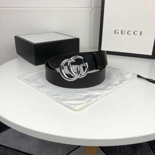 Gucci 古奇官网新款 正品规格 原版品质 双面进口头层对版定制皮料 对版尖尾 高品质 手感极佳 40Mm 抛光亮面gg扣