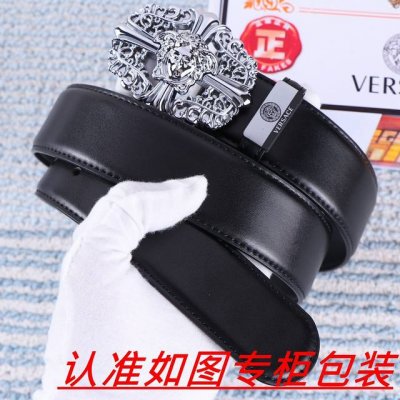 品名：Versace.范思哲原单 材料：百分百头层牛皮，保证真皮。24K纯钢扣双面可用专柜同等质量， 送人自用首选 包装： 请认准如图专柜包装，