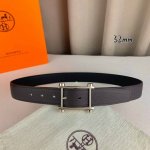 特 HermèS 爱马仕针扣皮带 原单品质 双面荔枝纹 黑+咖啡 32Mm宽 双面可用 配官网H四轮亮金 亮银扣