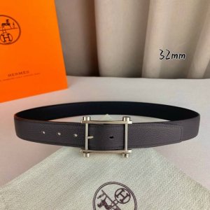 特 HermèS 爱马仕针扣皮带 原单品质 双面荔枝纹 黑+咖啡 32Mm宽 双面可用 配官网H四轮亮金 亮银扣