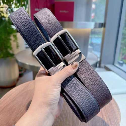 礼物礼物菲拉格慕 Ferragamo 原版Ferragamo新款 同步皮带 尺寸3.5Cm，双8互扣式金属配件，专柜最新款花纹 头层牛皮，黑色配咖啡 完美工艺秘