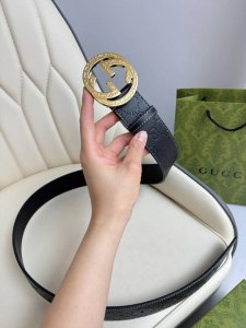 Gucci.古驰 全套包装 3.8Cm进口小牛皮压花, 专柜正品1:1完美复刻. 原版牛皮底, 采用热压印技术的Gucci Signature皮革精制而成，触感