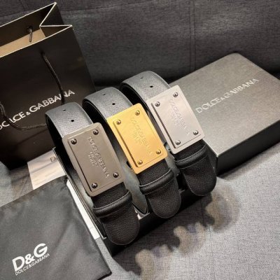 特 DG。 宽4.0cm DOLCE GABBANA杜嘉班纳DG新品DG头牛皮简约百搭男士皮带腰带