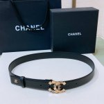 特 Chanel 24S Cc 水晶黑钻 波点面饰 字母 Logo搭扣 黄铜金属小牛皮腰带 手感柔软 细腻 3.0Cm 码数75- -100