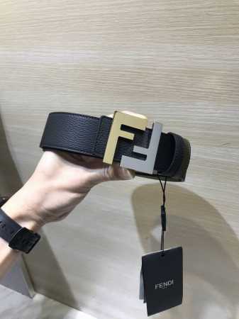 新款 Fd 宽38 Mm 支持Nfc 芯片扫描，标志造型皮带，原版双层间色 双层F铆钉扣，进口原版小牛皮压花制成，镀金表面金属制品，品质保证，非市场通货！ - 点击图像关闭