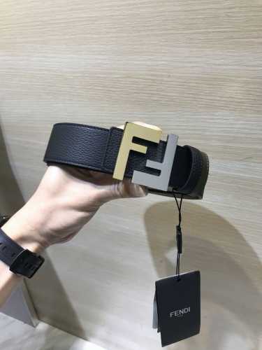 新款 Fd 宽38 Mm 支持Nfc 芯片扫描，标志造型皮带，原版双层间色 双层F铆钉扣，进口原版小牛皮压花制成，镀金表面金属制品，品质保证，非市场通货！