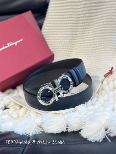 Ferragamo 菲拉格慕平滑扣腰带 宽度35Mm宽 双面原版头层牛皮 自由裁剪设计