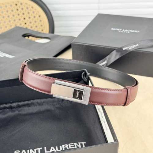Sa Int Laurent 圣罗兰女士腰带皮带 真金电渡扣头 意大利皮 宽2.5Cm