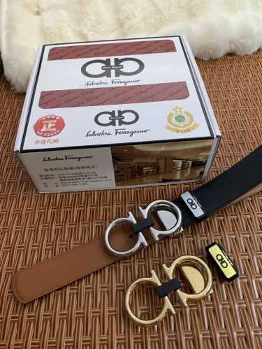 品名：菲拉格幕 原单皮带 材质：原单牛皮腰带 百分百头层牛皮腰带保证真皮，24K纯钢扣，专柜原单品质、做工精细，时尚大牌，送人自用首选 包装： 请认准如图专柜包