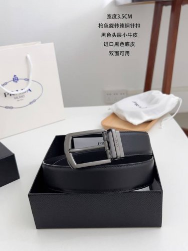 特 普拉达 顶级货品 宽度 3.5Cm 粒面头层小牛皮，精致斜针走线。 意大利芬尼斯油边