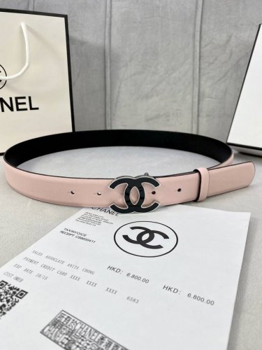 特 宽度3.0Cm Chanel 香奈儿 进口柔软小牛皮支持Nfc芯片官方网站链接扫码验证、金 银色金属磨胶钢扣。