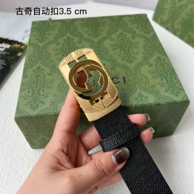 特 品牌： 古奇 新款进口小牛皮，手感细腻柔软。搭配纯钢自动精品钢扣，男士必备！宽度：3.5Cm