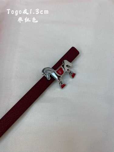 官网同步-Hermes-Glenan皮帶扣&雙面皮腰帶 13Mm 鍍鈀金属皮带扣 小牛皮双面腰带