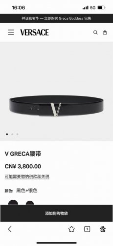 范思哲 ，宽4.0Cm，新款 此款时尚腰带采用柔软的皮革于意大利制成，饰有V Greca