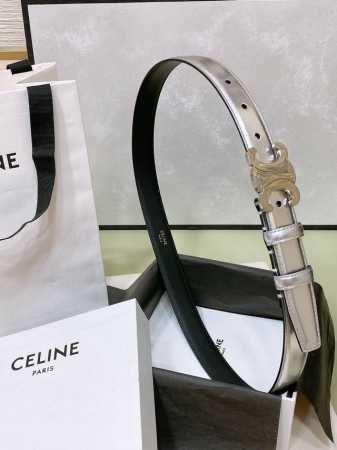 特 Celine 24 中号triomphe Taurillon皮革腰带 青铜色 Taurillon.中腰，银色饰面金属件、亮面牛皮腰带 咖啡色！Triomph - 点击图像关闭