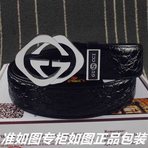 品名：古奇.Gu cci鳄鱼纹 型号：认准如图专柜包装，赠送打孔器 材料：百分百头层牛皮，保证真皮。24k纯钢扣鳄鱼纹系列专柜同等质量， 送人自用首选 包装：