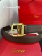 特 卡地亚针扣式皮带，Cartier标志。黑色与棕色牛皮双面皮带，浮雕“Cartier”标志。尺寸：宽35毫米 可调节