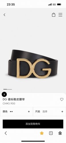Dg，宽4.0Cm Dolce&Gabbana 新款 金色电镀金属徽标搭扣搭扣下方设有点扣 无镍搭扣与配件 意大利制造