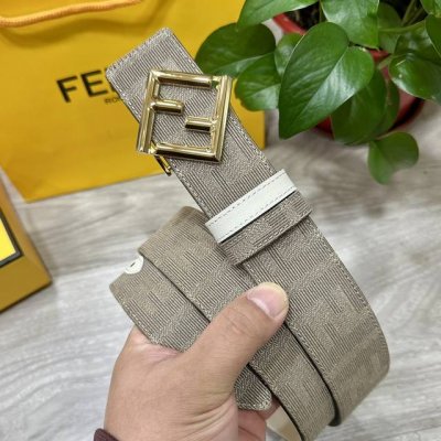 图片包装+10 Fendl 芬迪 专柜同款 宽3.8Cm 原版定制布料 Ff图案布料材质 米白色皮革内衬 单钉镀钯金属配件 时尚潮流 经典系列