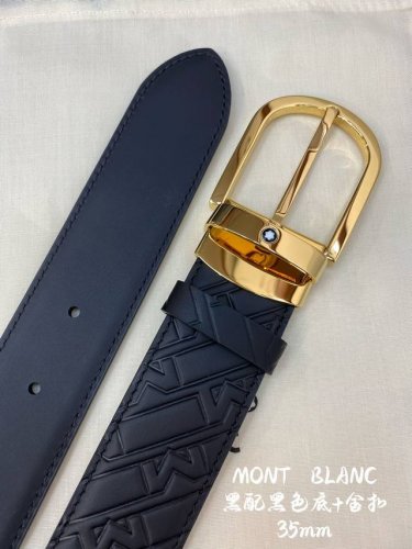 Mont～Blanc万～宝龙 宽3.5Cm 采用头层牛皮 精品针式扣头 自由裁剪商务休闲皮带