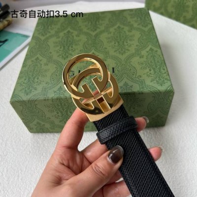 特 品牌： 古奇 新款进口小牛皮，手感细腻柔软。搭配纯钢自动精品钢扣，男士必备！宽度：3.5Cm