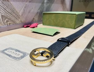 配全套包装礼盒 古奇 宽度3.0Cm 进口原厂黑色猫爪纹 搭配意大利原版皮革 精品双G五金