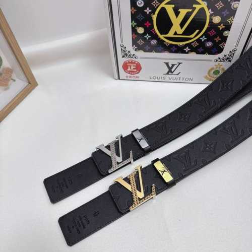 品名：Lv..路易..威登 材质：原单牛皮腰带 百分百头层牛皮腰带保证真皮，24K纯钢扣，专柜原单品质、做工精细，时尚大牌，送人自用首选 包装： 请认准如图专柜