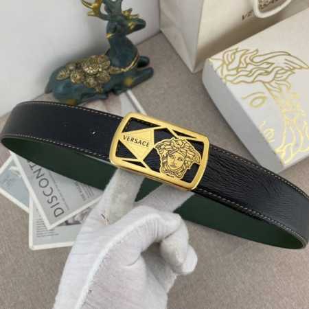 范思哲 特种皮腰带系列 原厂五金精品不锈钢扣 手感柔软舒适 宽3.8Cm - 点击图像关闭