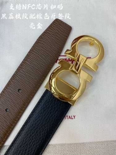 Ferragamo.菲拉格慕 全套包装包装 宽度3.5Cm 高级定制款男士皮带 双面进口牛皮 可双面使用 自行选择搭配 真材实料 很有质感 时尚经典不失风范 搭