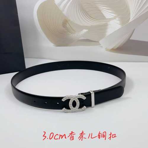 特 3.0Cm 香奈儿腰带，双面头层牛皮皮料，长度：.75.80.85.90.95.100欧，铜五金字母扣原版开模定制庆祝]