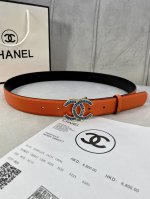 特 宽度3.0Cm Chanel 香奈儿 女士腰带皮带新款柔软的进口小牛皮金 银色方钻金属钢扣。