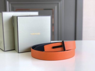 特 Tom Ford 汤姆福特客户供正品制作，定制高端意大利皮料，正品包装，美国品牌，简约商务男士腰带，3.8Cm宽