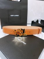 Salnt.Laurent.Paris. Y S L复古铜扣. 简单百搭！双面头层小牛皮 手感柔软细腻 3.4Cm