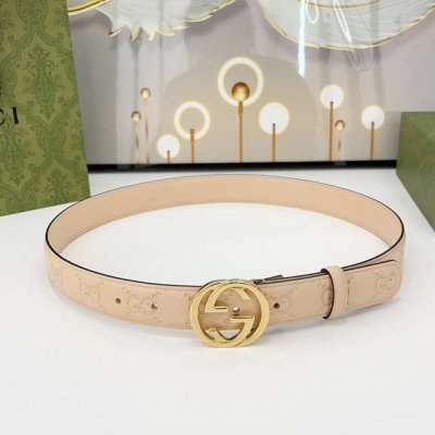 特 Gucci古驰 3.0Cm 双面头层小牛皮 原厂皮料订做 经典压花面搭配铜扣 时尚百搭 码数：75 80 85 90 95 100 105 110