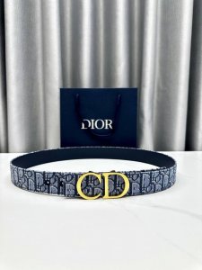 宽度3.5Cm Dior 这款 35 毫米双面腰带兼具典雅气质与摩登风范。双面设计，采用 Oblique 印花面料和牛皮革精心制作，一面为蓝色Oblique印花