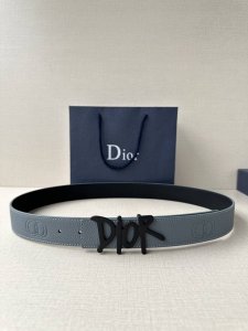 Dior 这款双面腰带结合典雅气质与摩登风范。双面均采用粒面牛皮革精心制作，一面为黑色，另一面多色可选 可搭配各式 35 毫米不锈钢腰带扣，更添精致，打造富有个