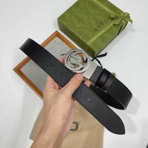 特 Gucci 古奇官网经典 正品规格 3.8Cm原版品质头层小牛皮压花 进口头层底 双G抛光旋转亮面扣