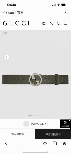 古奇 宽4.0Cm 新款 典藏细节与现代元素为Gucci新推系列增添吸睛亮点。巧妙融入经典字母交织造型配件，以此致敬品牌创始人Guccio Gucci先生。这款