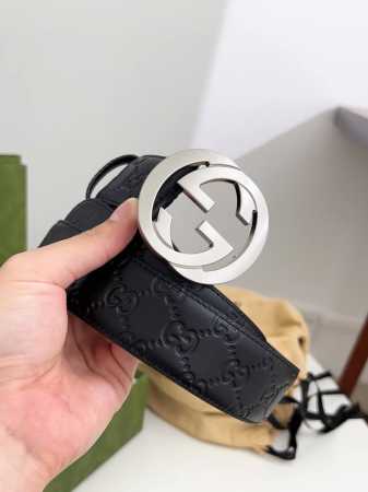 特 Gucci.古驰 全套包装 3.8Cm进口小牛皮压花, 专柜正品1:1完美复刻. 原版底皮, 采用热压印技术的Gucci Signature皮革精制而成，触 - 点击图像关闭