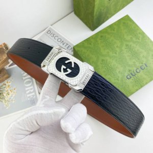 古奇 特种皮腰带系列 原厂五金精品不锈钢扣 手感柔软舒适 宽3.8Cm